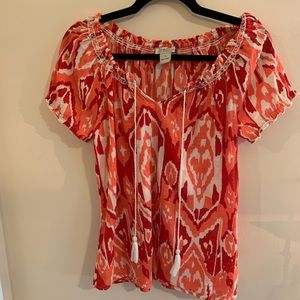 Lucky Brand Coral Printed Top Size Small